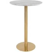 Bolzano Round Bar Table - White, Gold