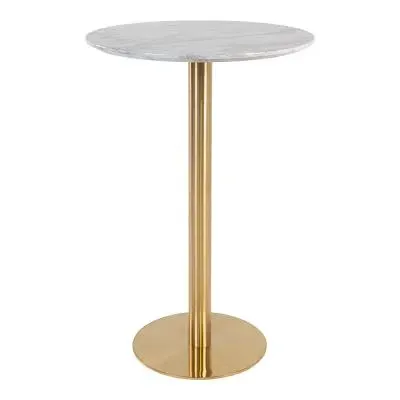 Bolzano Round Bar Table - White, Gold