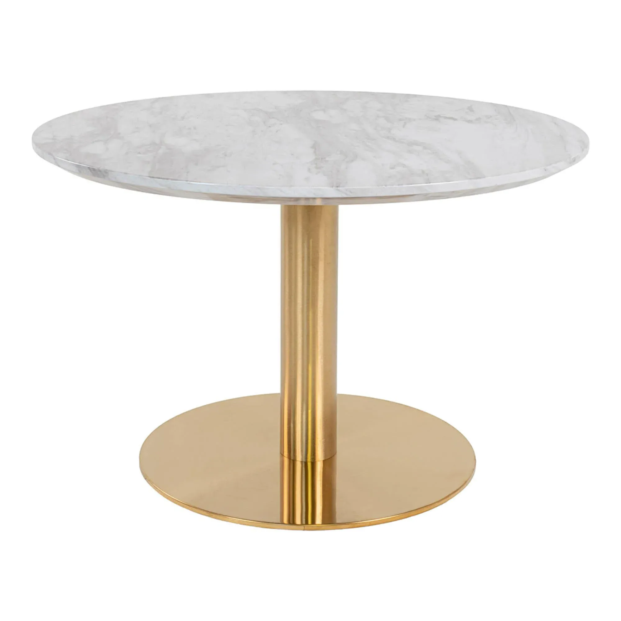 Bolzano Round Coffee Table with Marble Effect - White, Gold