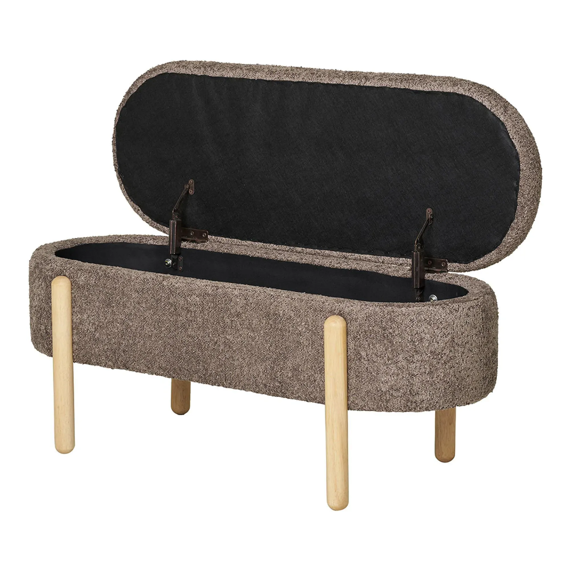 Branca Oval Storage Bench - Brown, Fabric