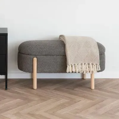 Branca Oval Storage Bench - Brown, Fabric image