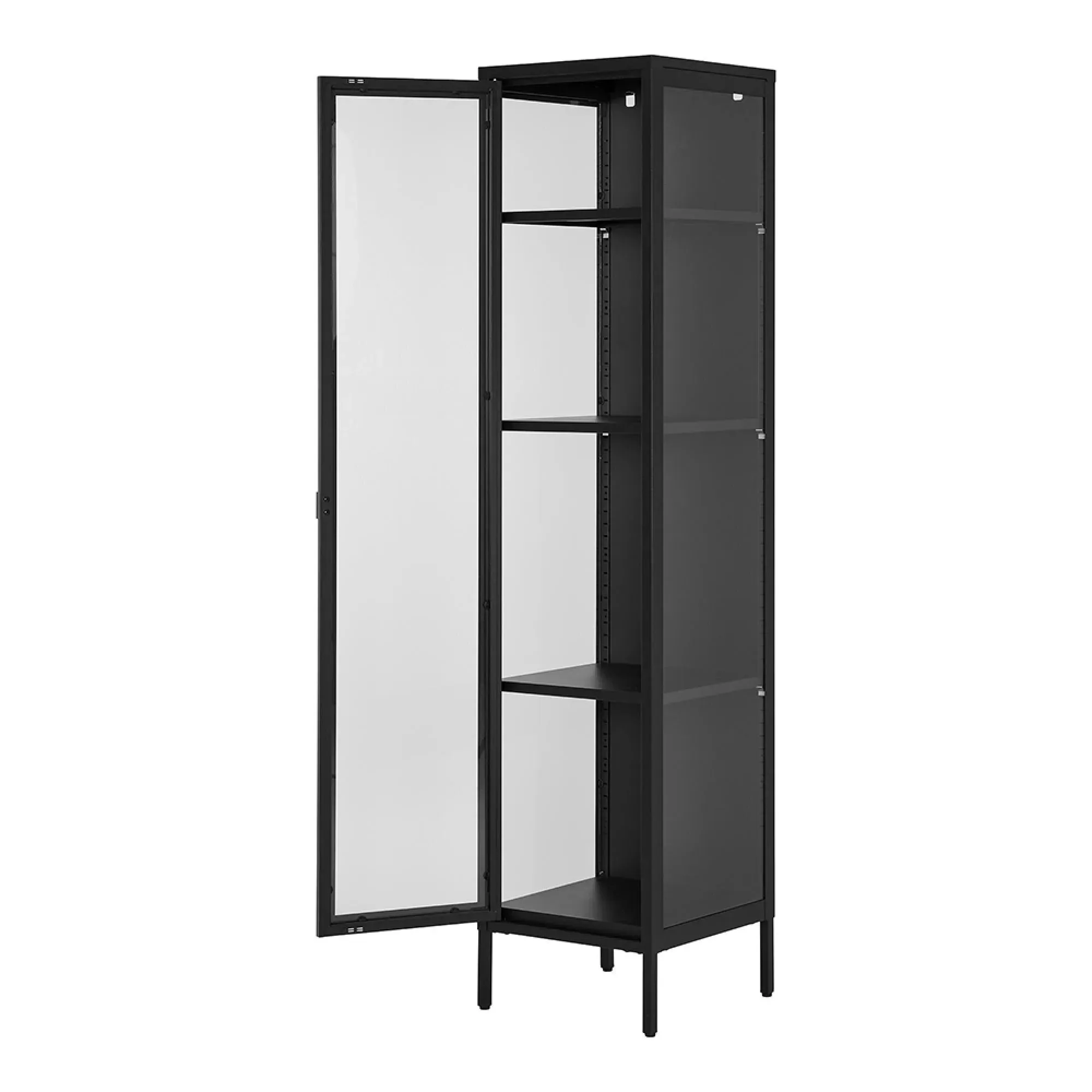 Brisbane 1 Door Slim Display Cabinet - Black, Metal