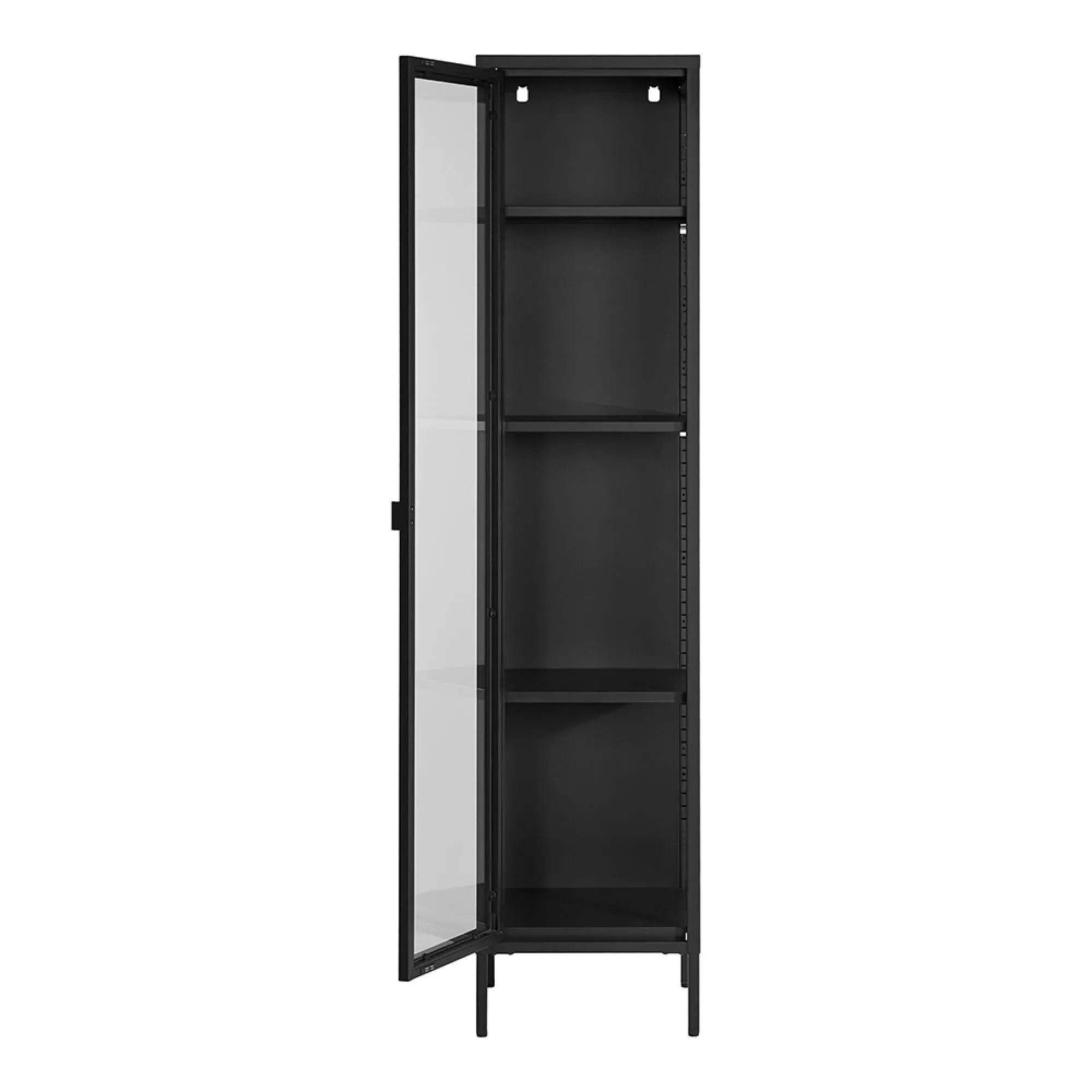 Brisbane 1 Door Slim Display Cabinet - Black, Metal