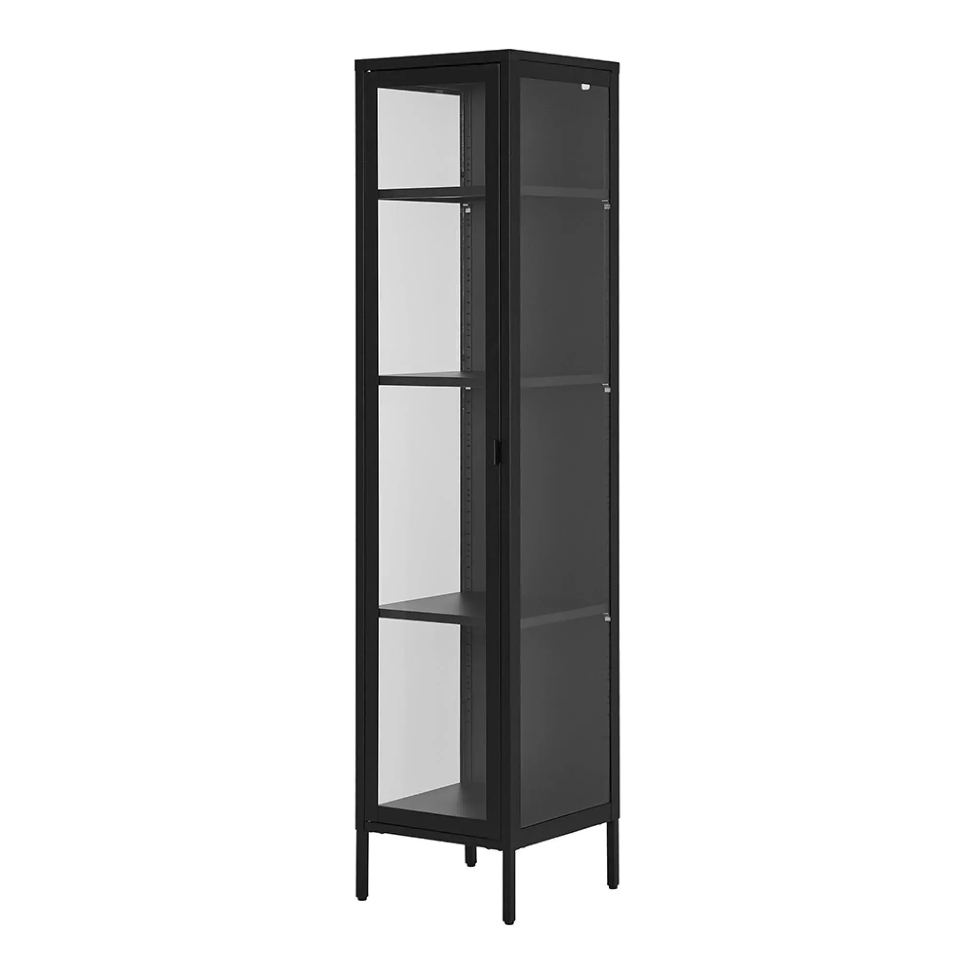 Brisbane 1 Door Slim Display Cabinet - Black, Metal