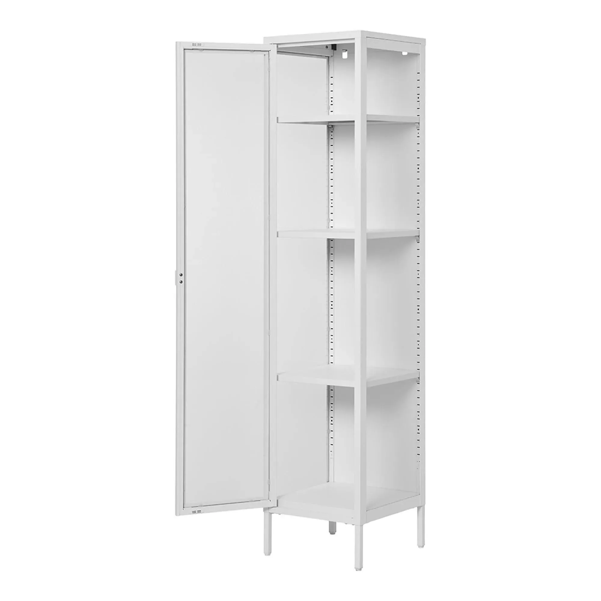 Brisbane 1 Door Slim Display Cabinet - White, Metal
