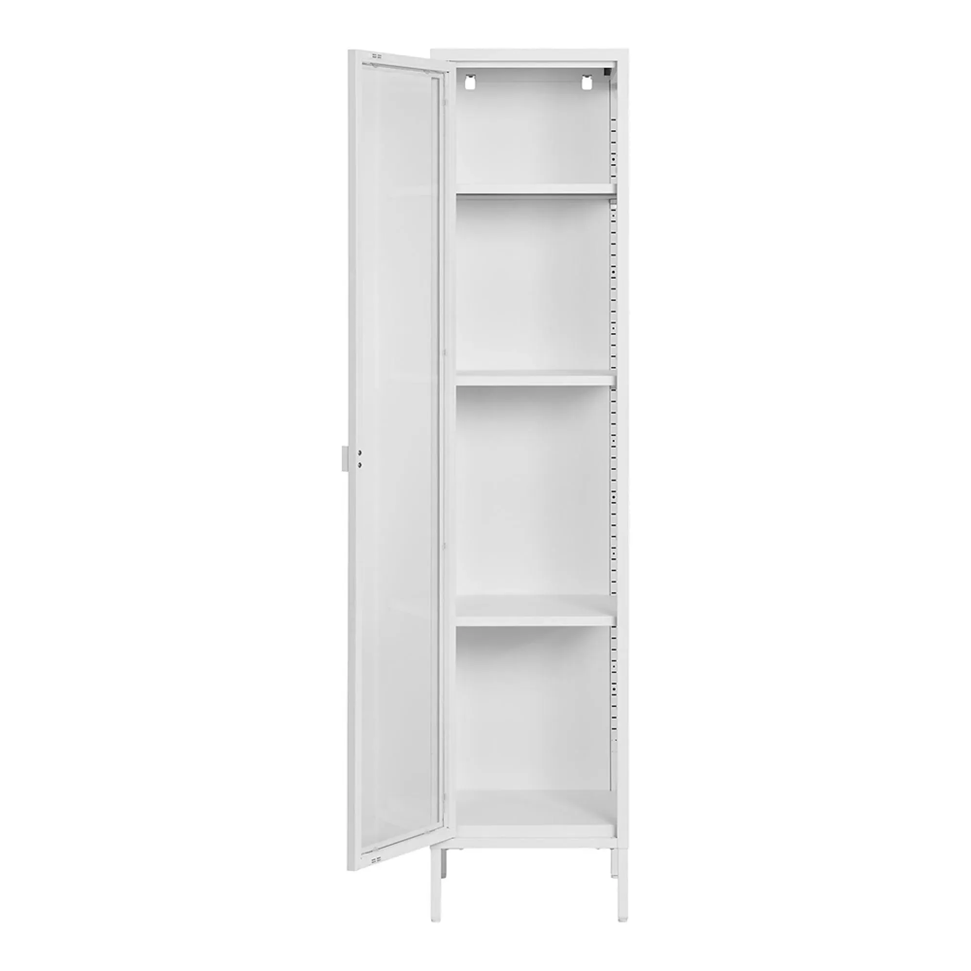 Brisbane 1 Door Slim Display Cabinet - White, Metal