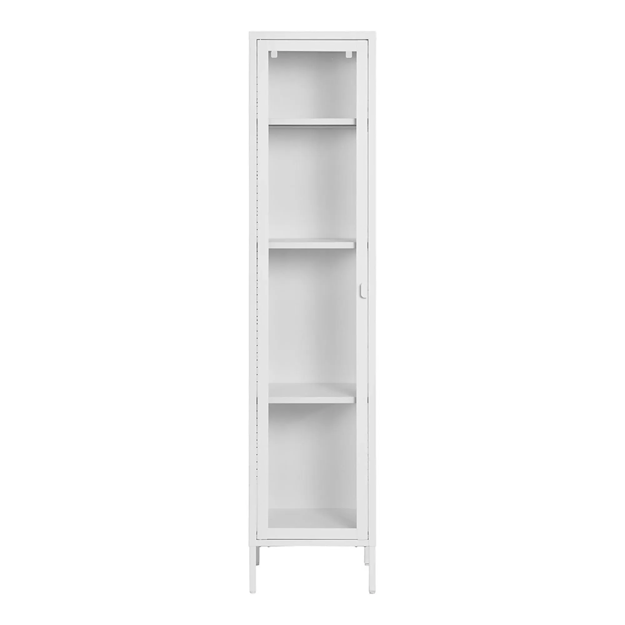 Brisbane 1 Door Slim Display Cabinet - White, Metal