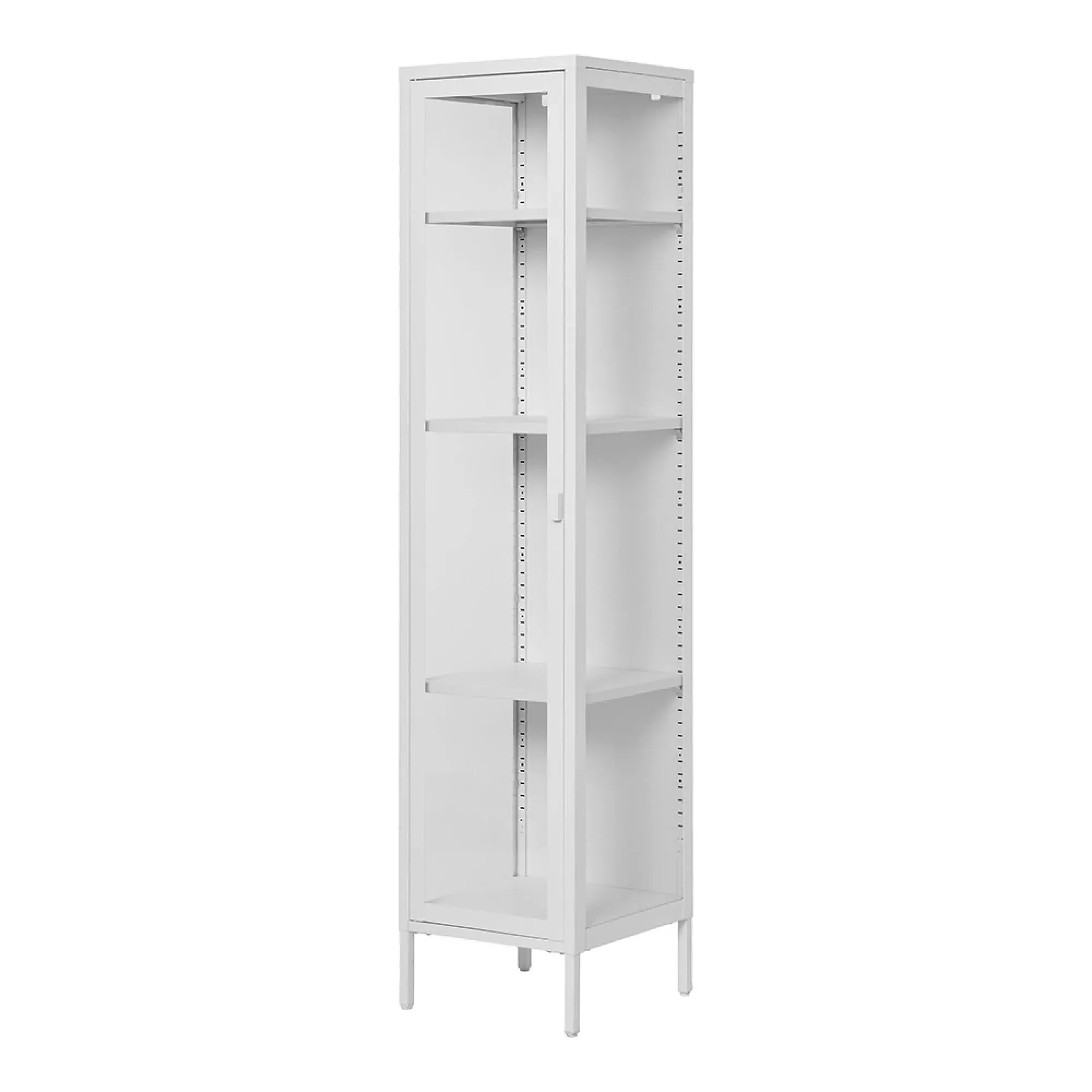 Brisbane 1 Door Slim Display Cabinet - White, Metal