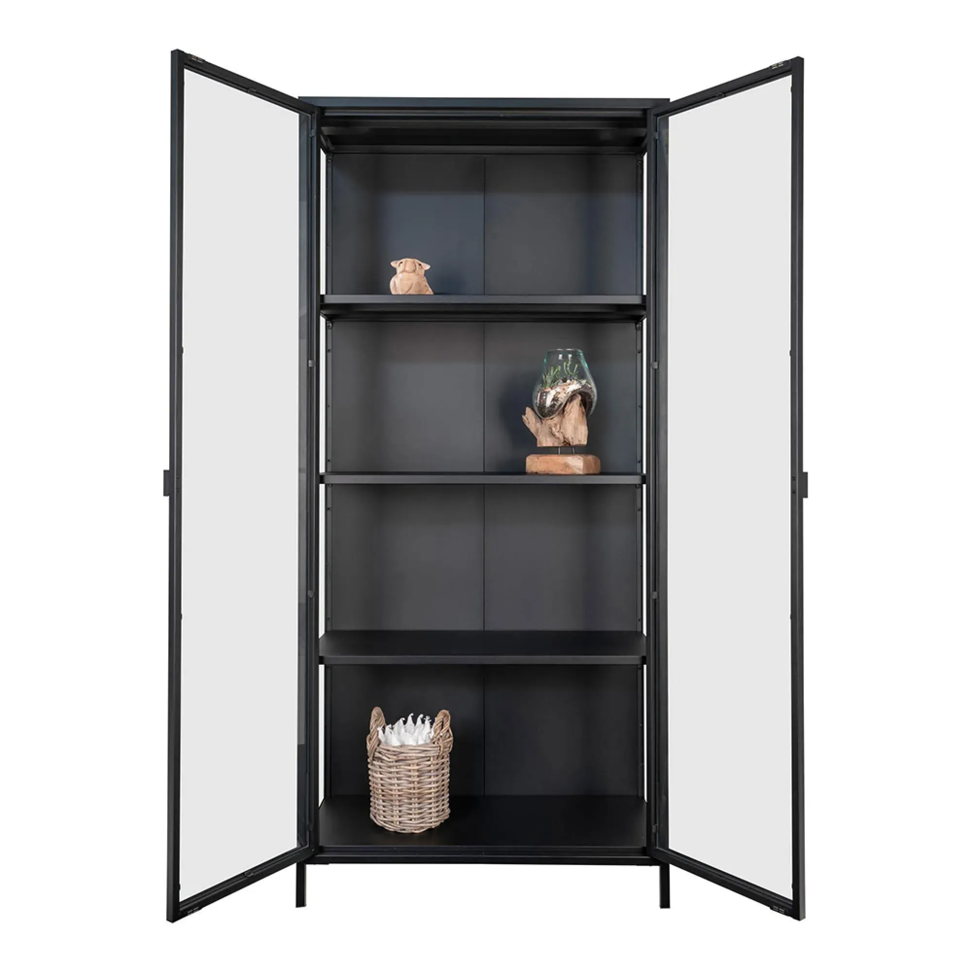 Brisbane 2 Door Display Cabinet - Black, Metal