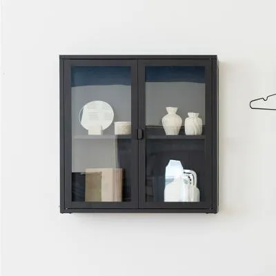 Brisbane 2 Door Hanging Display Cabinet - Black, Metal image