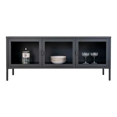 Brisbane 3 Door TV Unit - Black, Metal image
