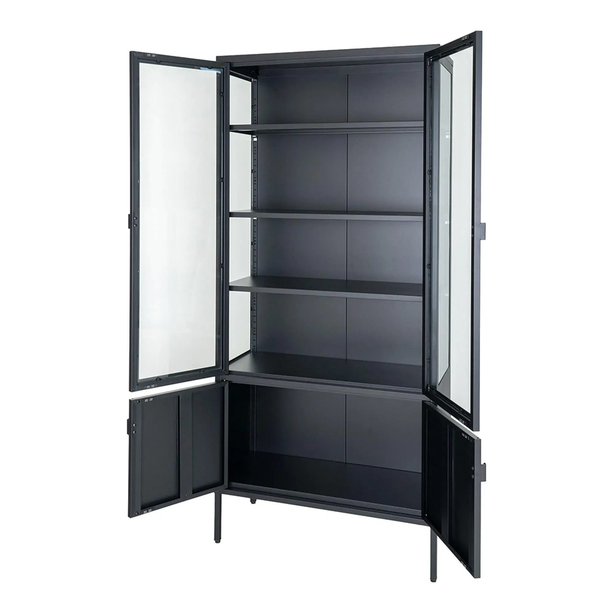 Brisbane 4 Door Display Cabinet - Black, Metal
