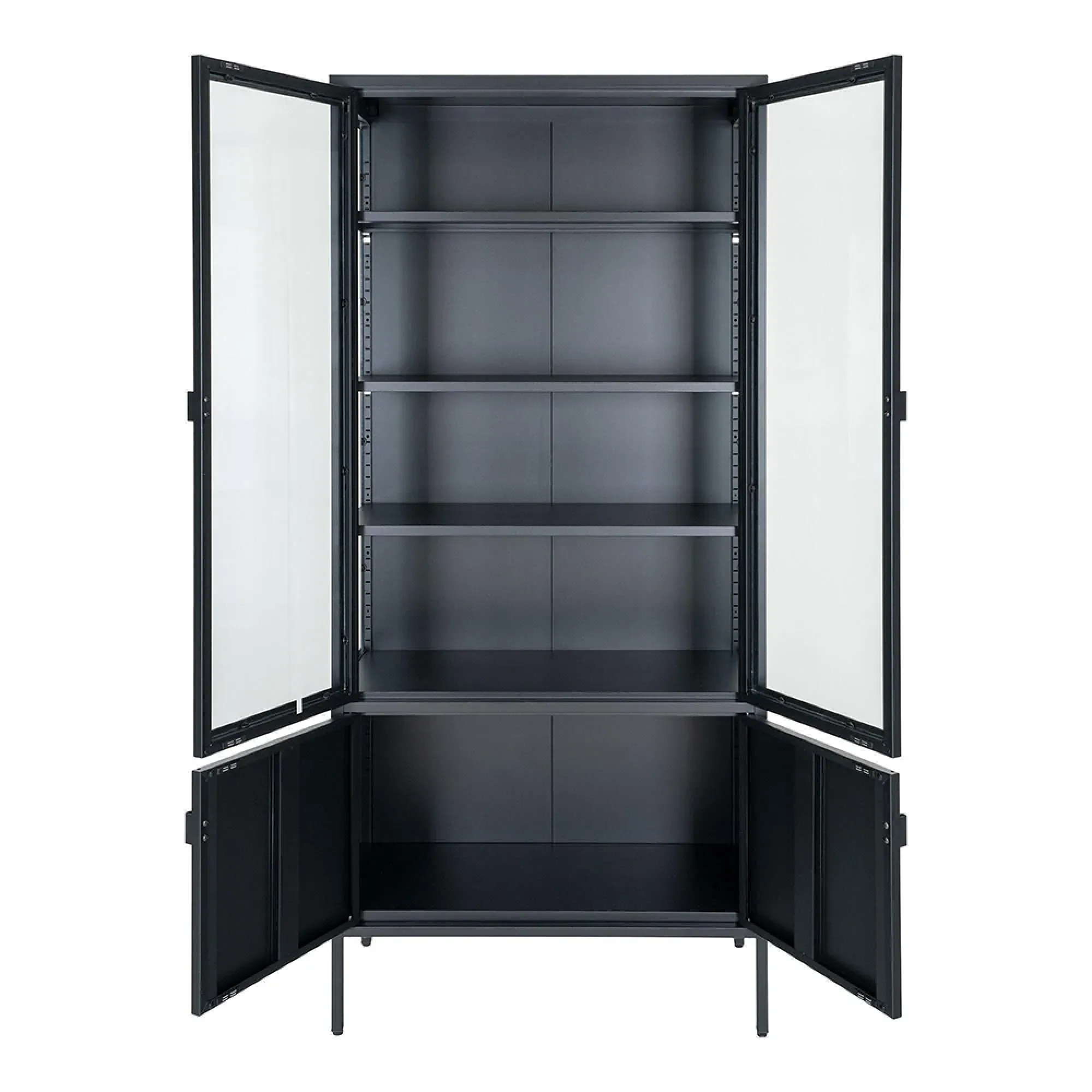 Brisbane 4 Door Display Cabinet - Black, Metal