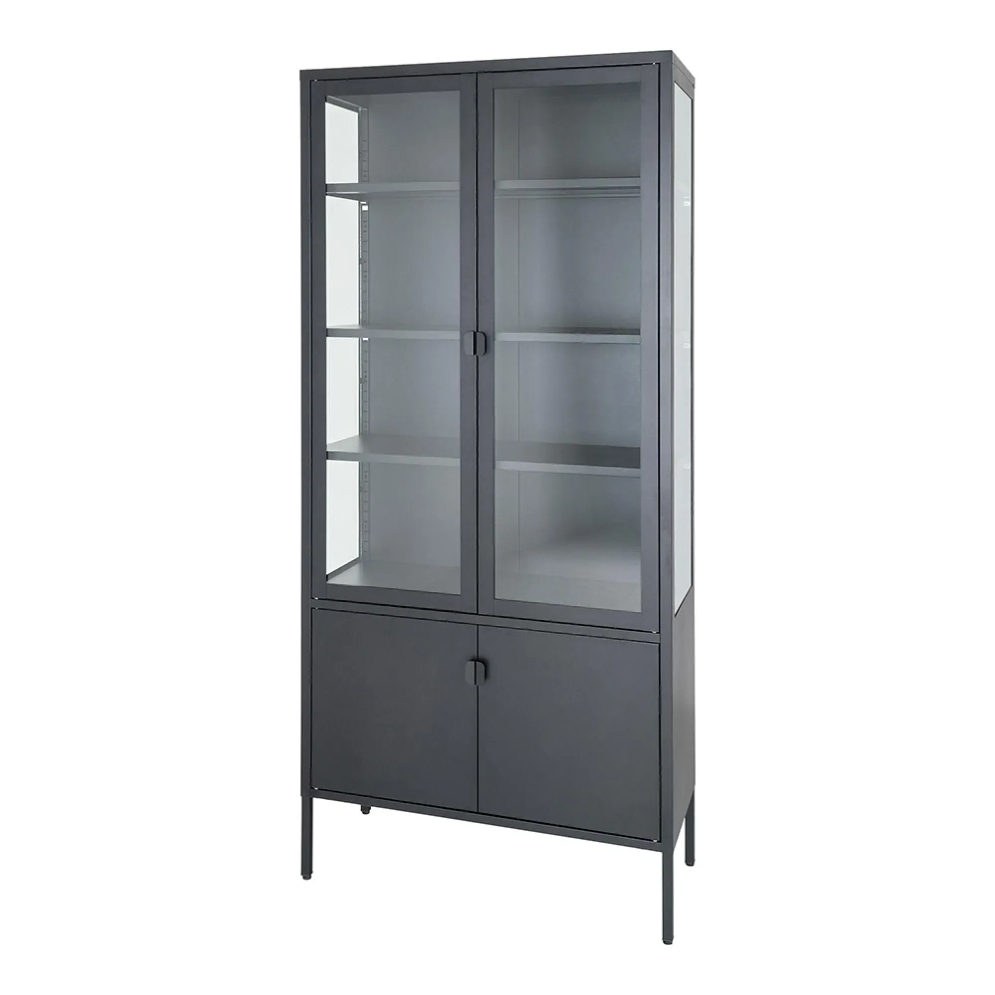 Brisbane 4 Door Display Cabinet - Black, Metal