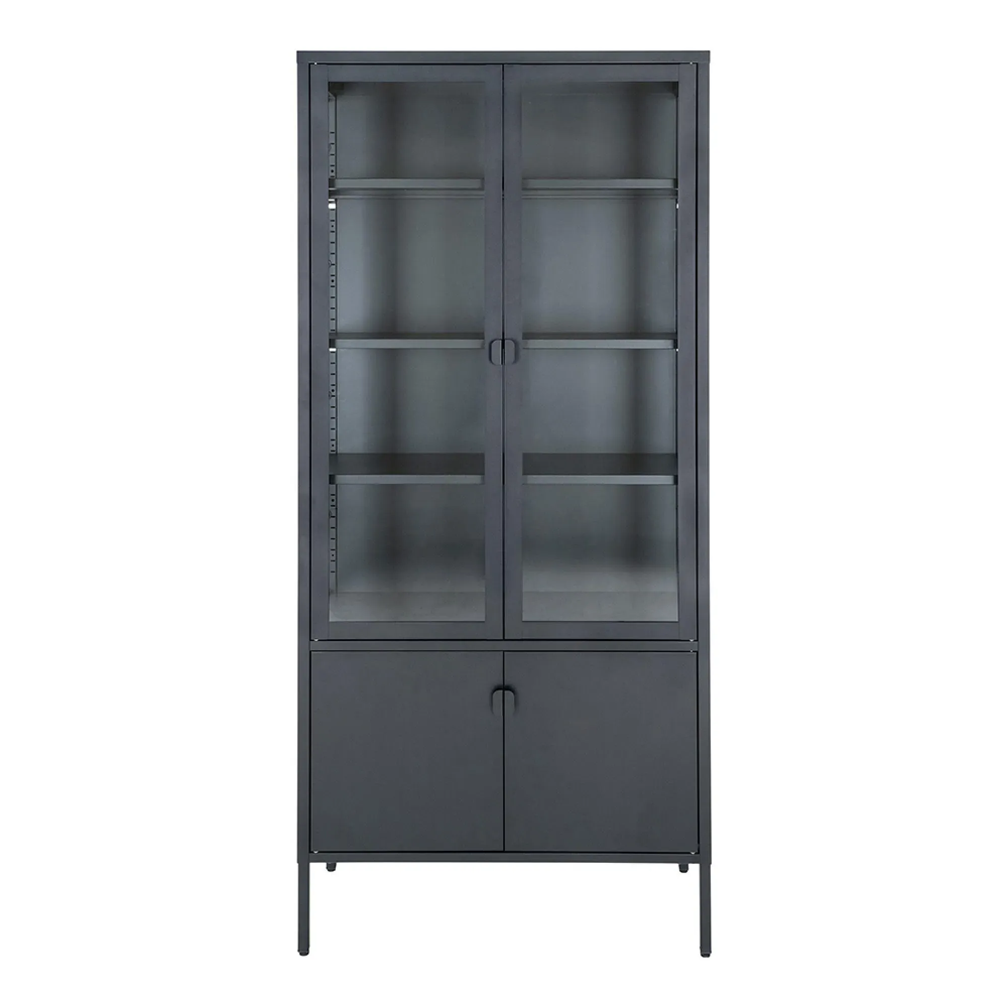 Brisbane 4 Door Display Cabinet - Black, Metal