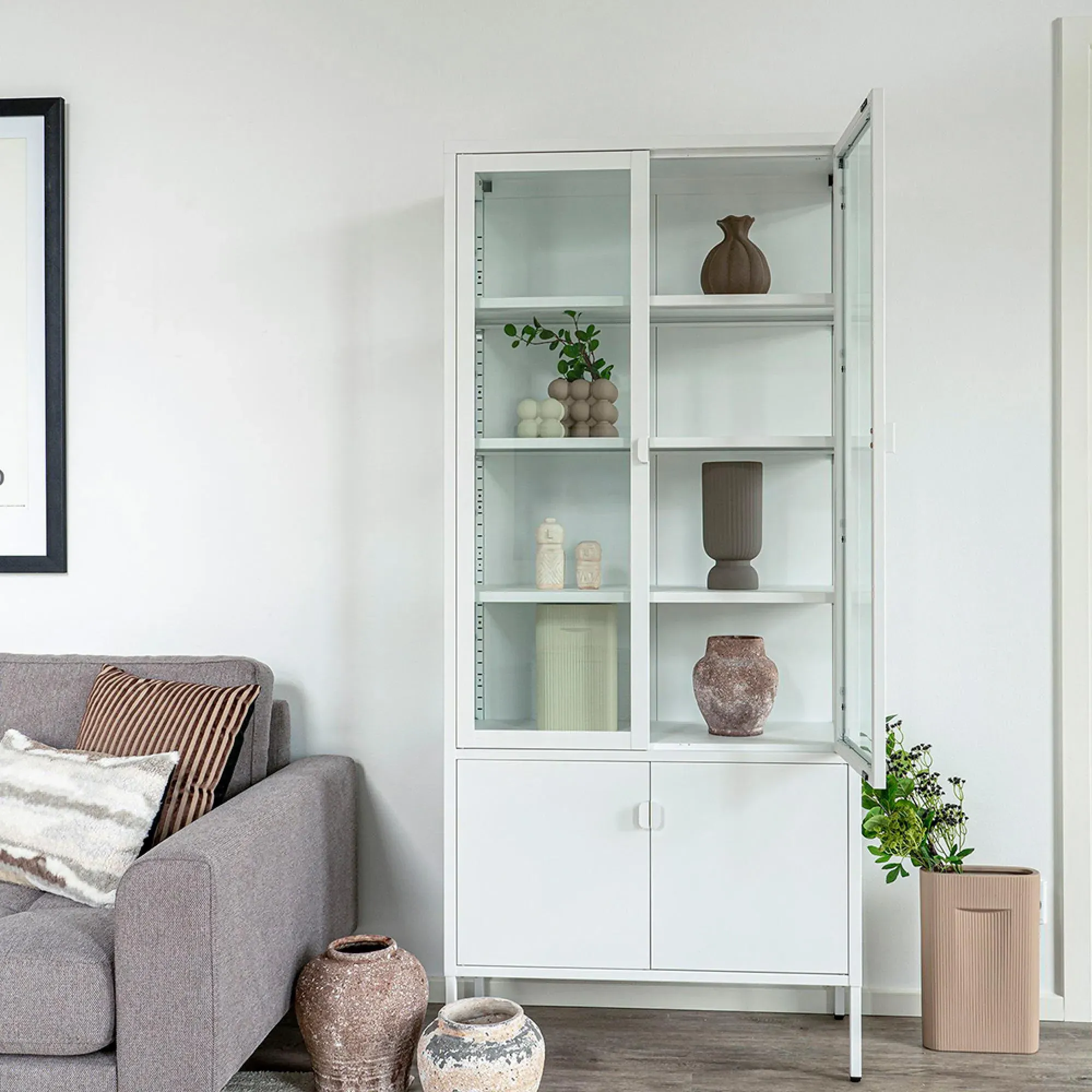 Brisbane 4 Door Display Cabinet - White, Metal