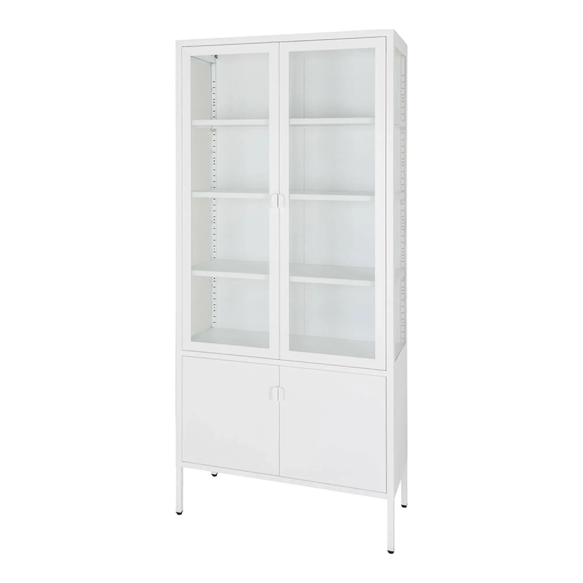 Brisbane 4 Door Display Cabinet - White, Metal