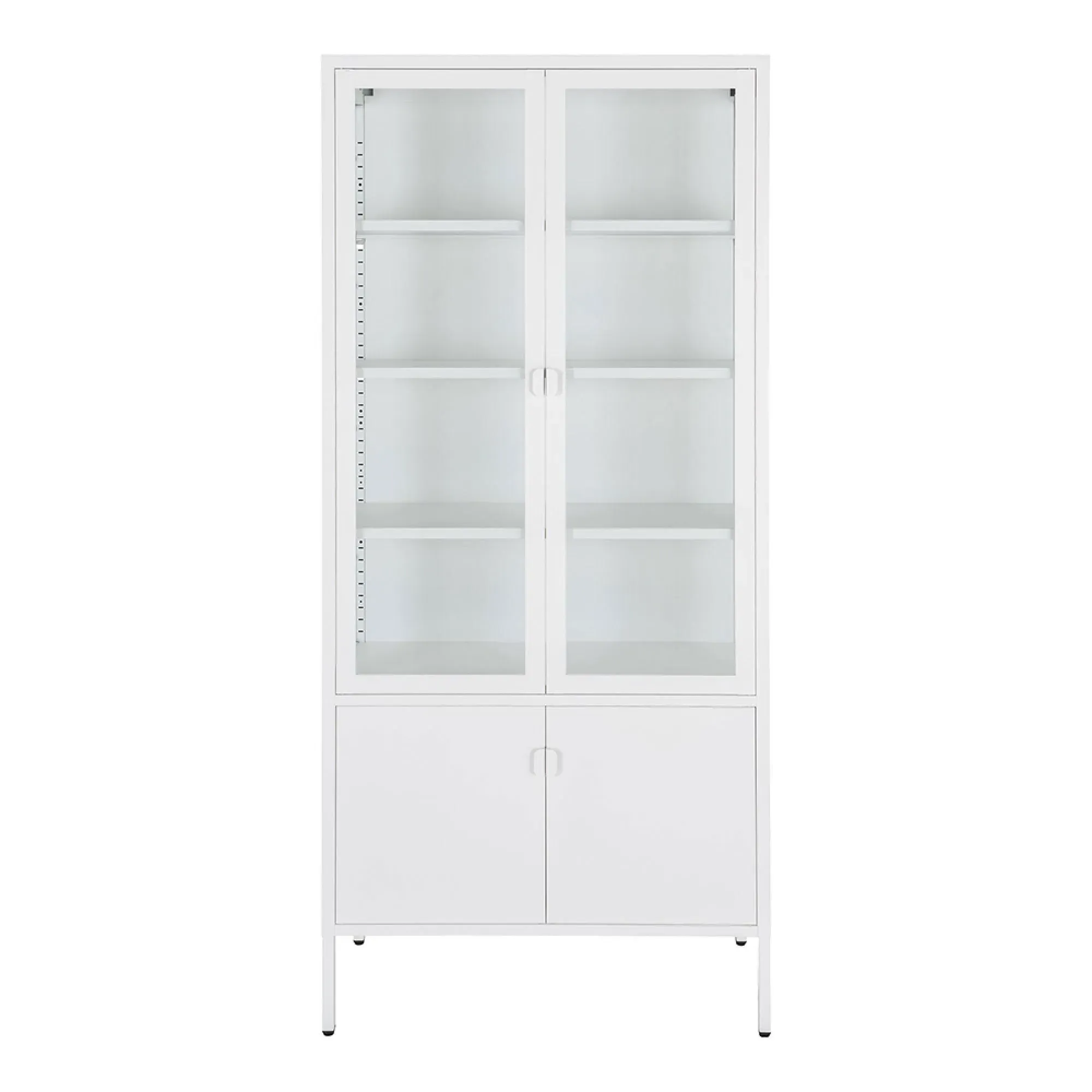Brisbane 4 Door Display Cabinet - White, Metal
