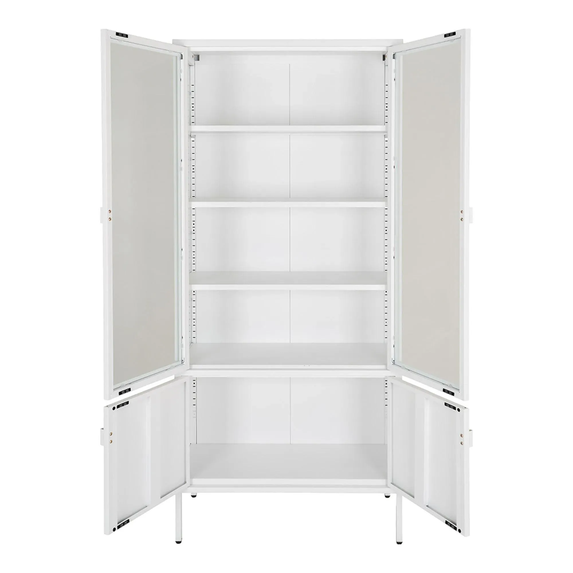 Brisbane 4 Door Display Cabinet - White, Metal