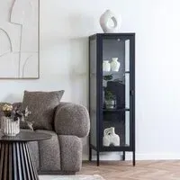 Brisbane Narrow Display Cabinet - Black, Metal