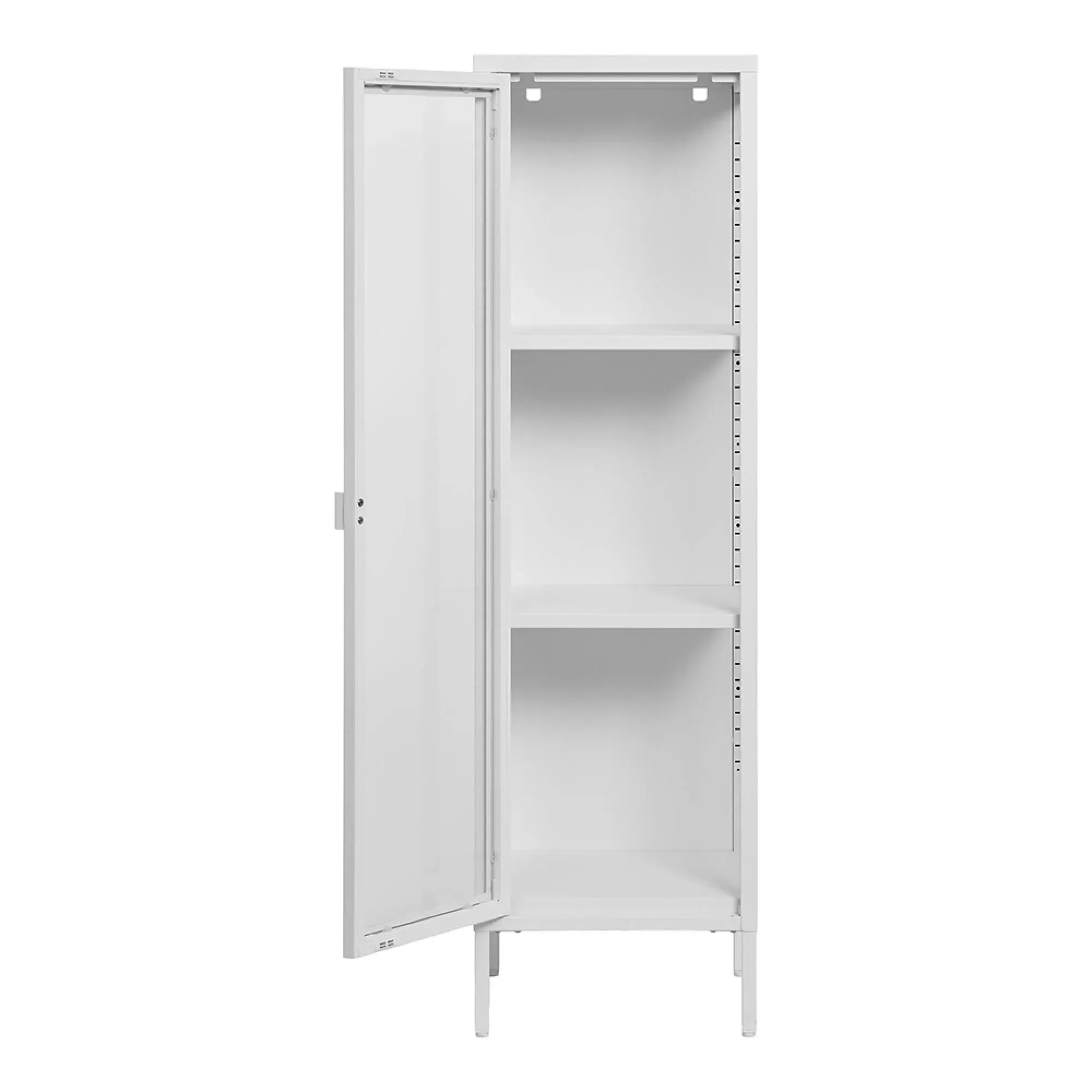 Brisbane Narrow Display Cabinet - White, Metal