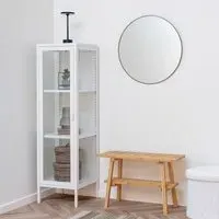 Brisbane Narrow Display Cabinet - White, Metal
