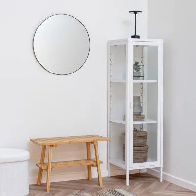 Brisbane Narrow Display Cabinet - White, Metal