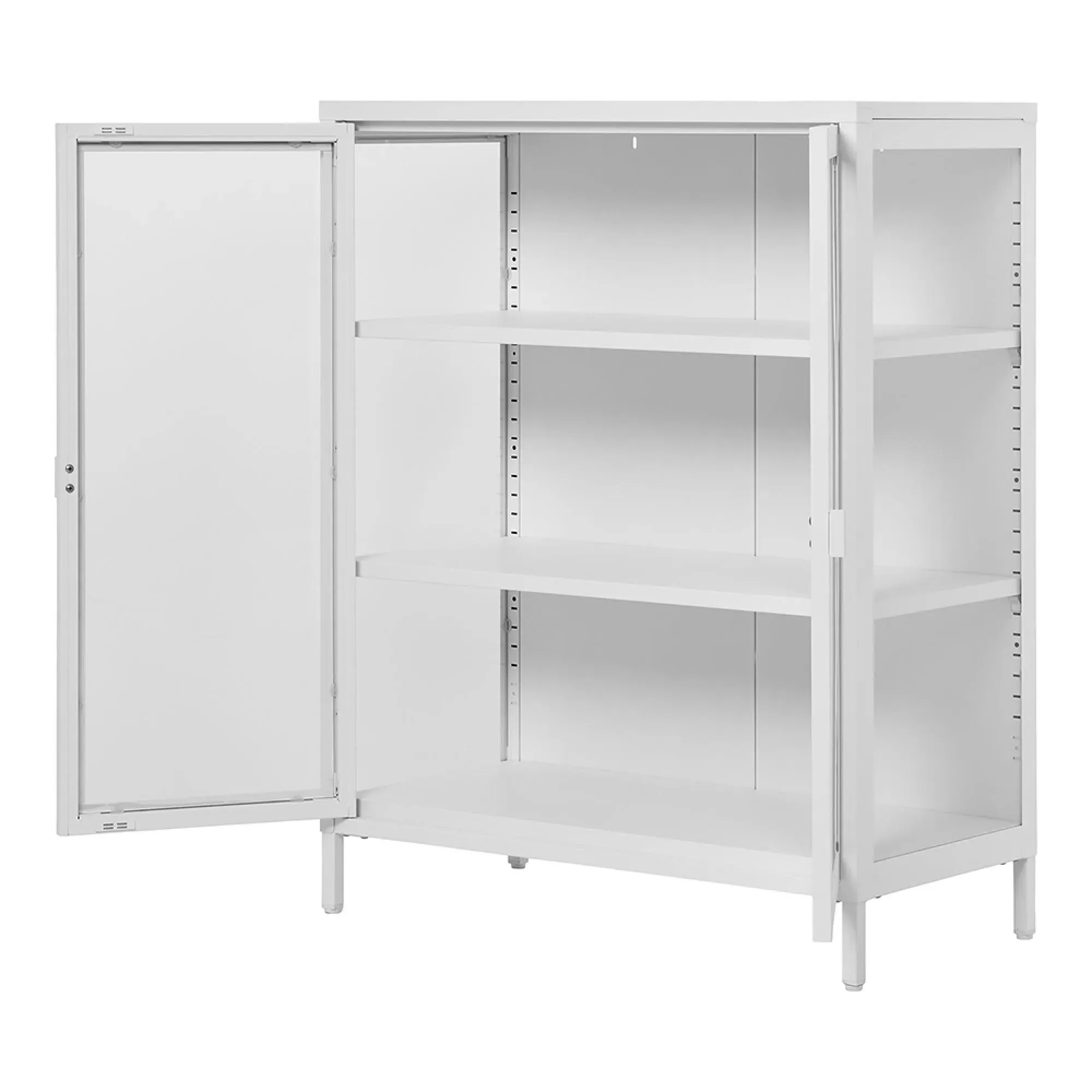 Brisbane Small 2 Door Display Cabinet - White, Metal