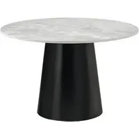 Brito 4-Seater Round Pedestal Dining Table - Grey, Marble