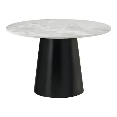 Brito 4-Seater Round Pedestal Dining Table - Grey, Marble image