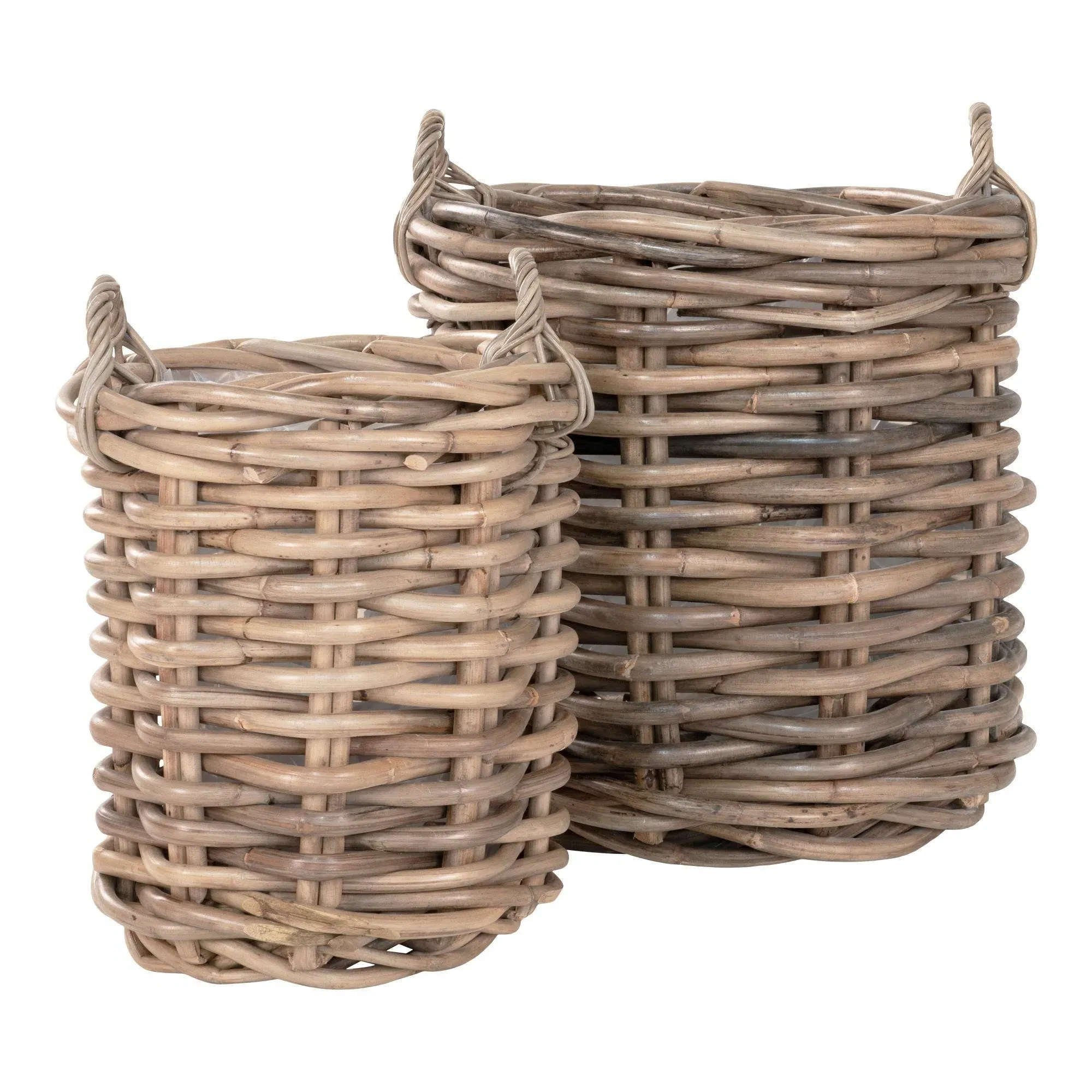 Burton Round Baskets Set of 2 - Natural, Rattan