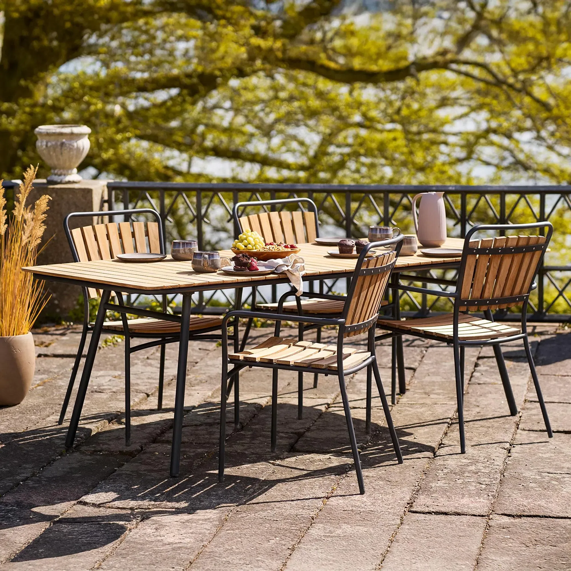 Cleveland Garden Dining Chair Set of 4 - Natural, Teak Wood