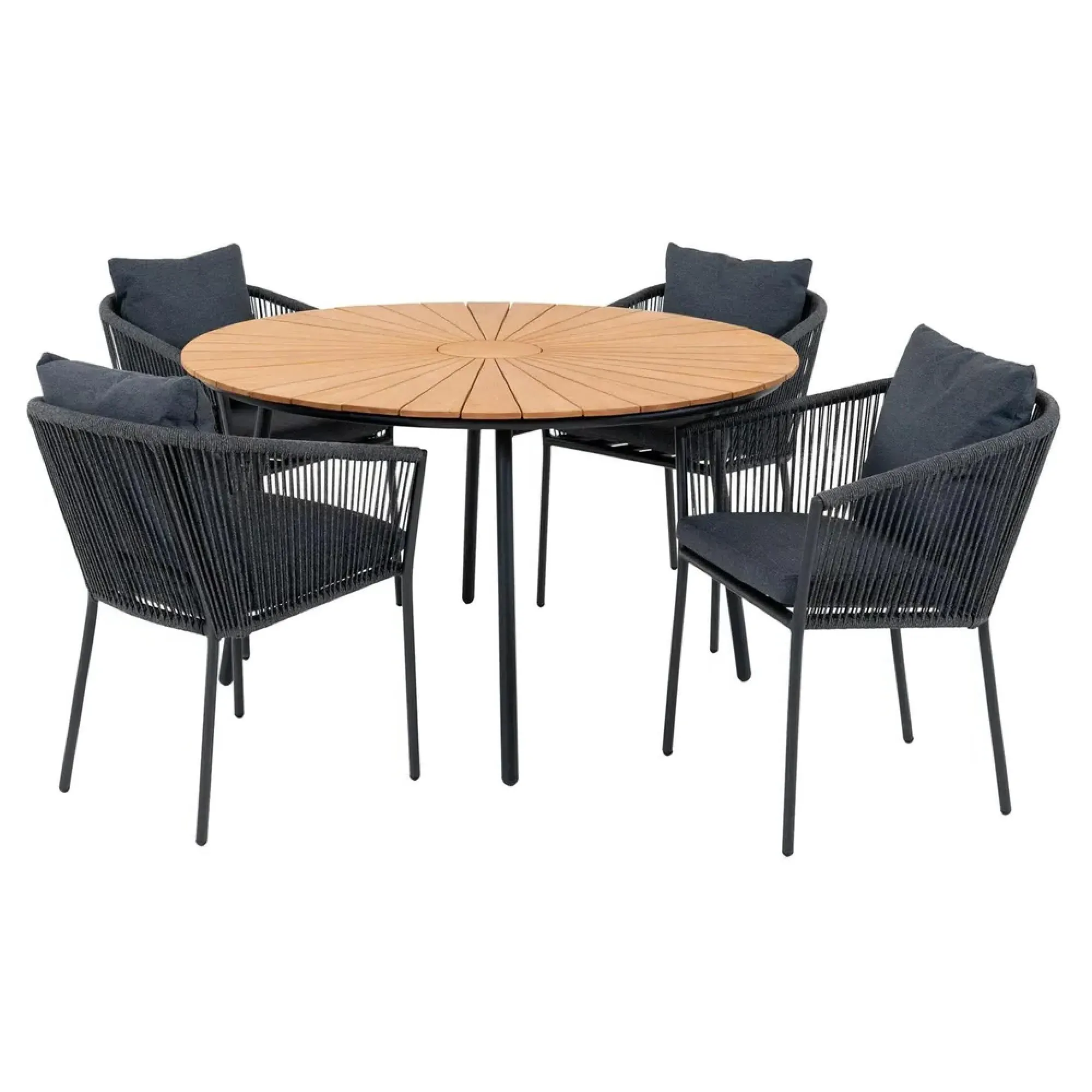 Cleveland Teak 4-Seater Round Garden Dining Set - Natural