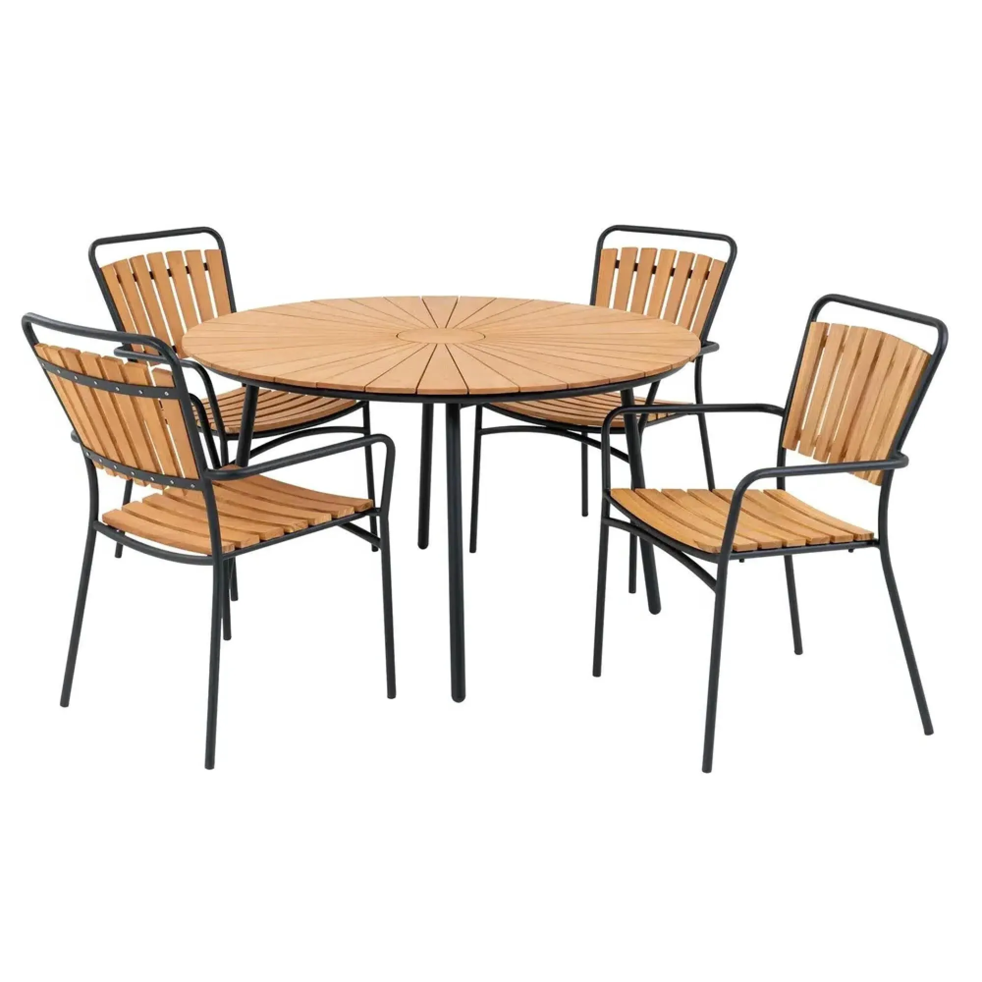 Cleveland Teak 4-Seater Round Garden Dining Set - Natural