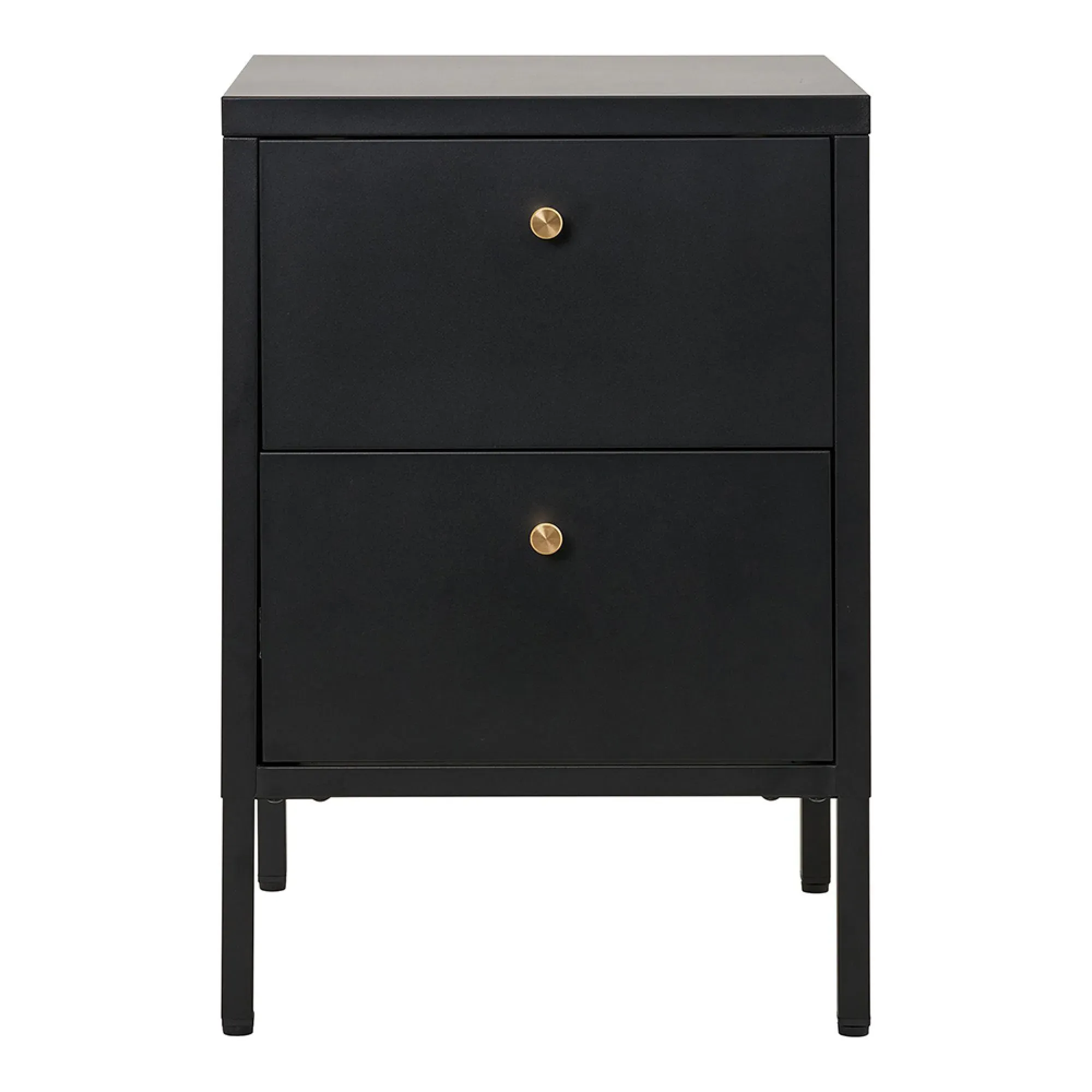 Dalby 2 Drawer Bedside Cabinet - Black, Metal