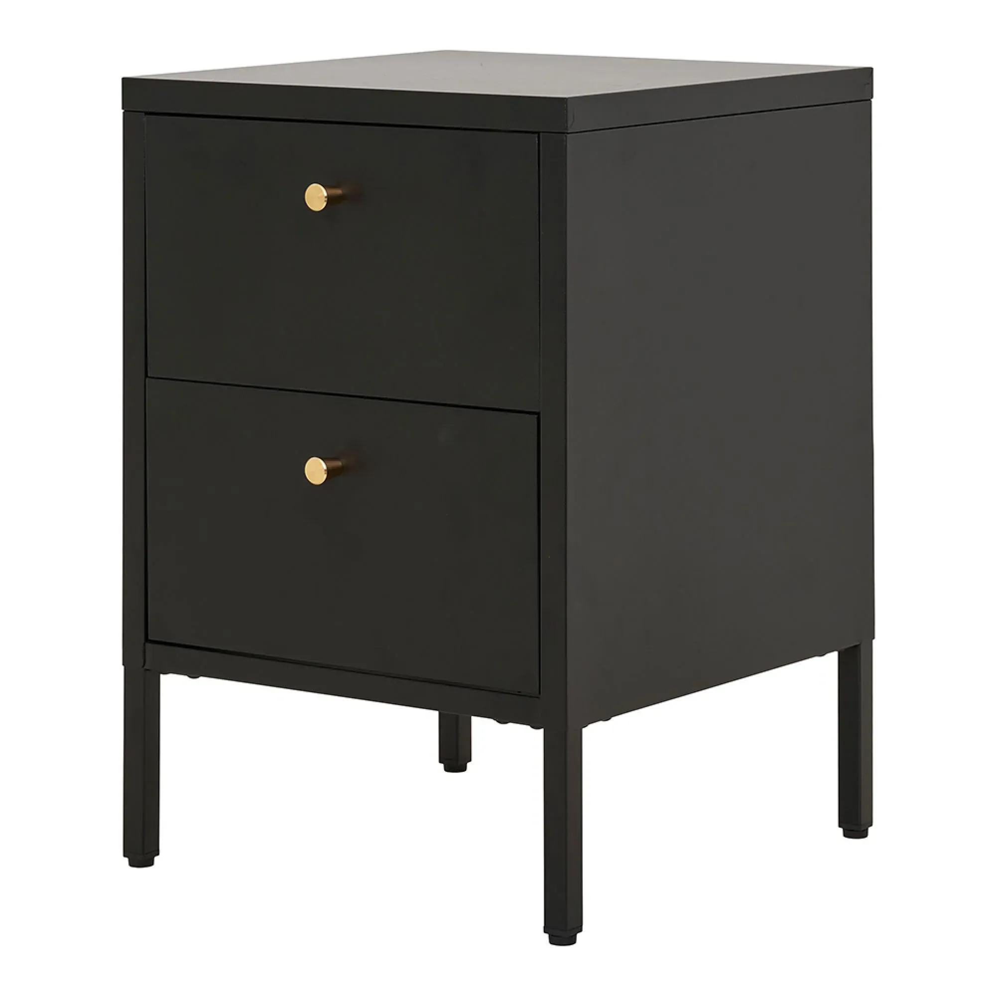 Dalby 2 Drawer Bedside Cabinet - Black, Metal