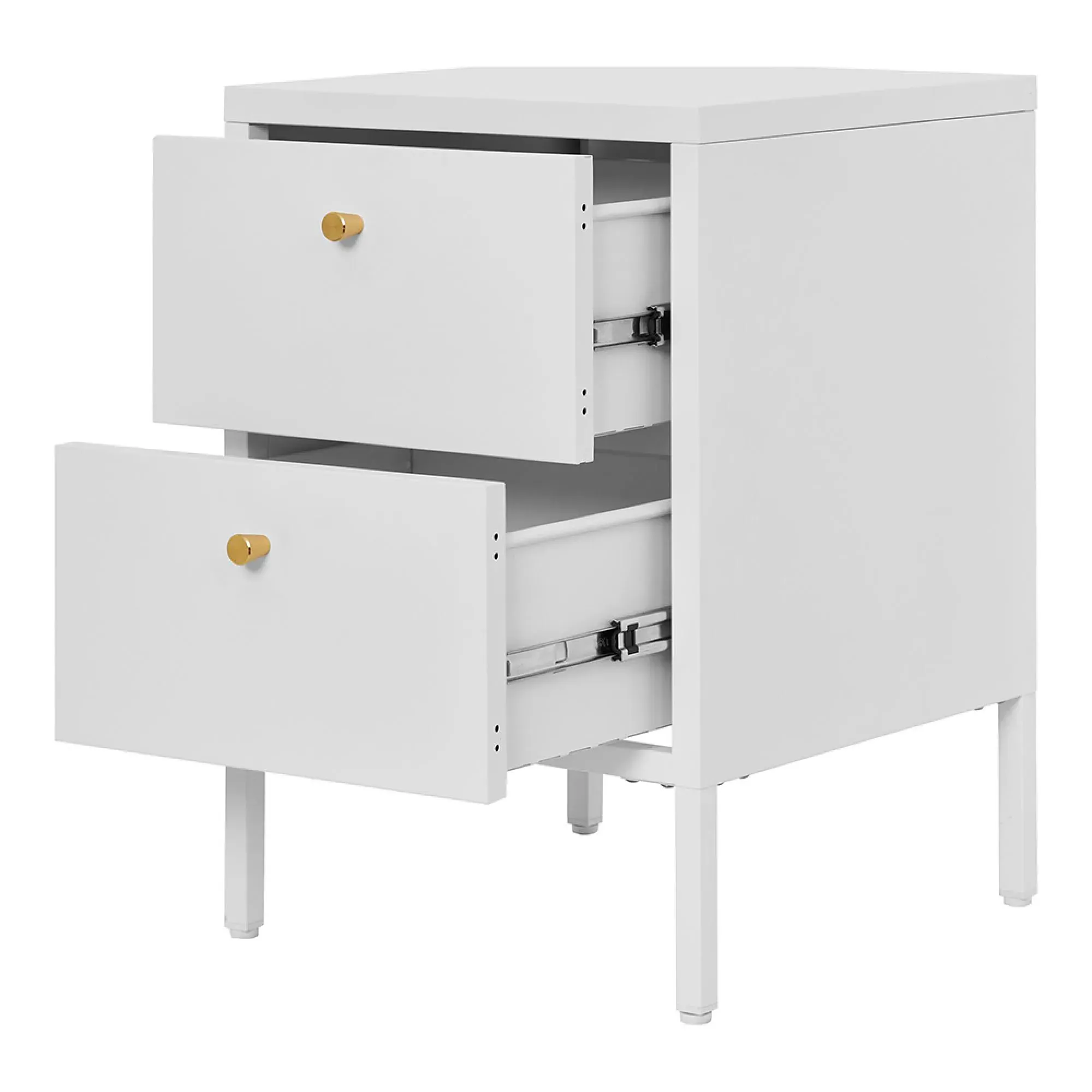Dalby 2 Drawer Bedside Cabinet - White, Metal