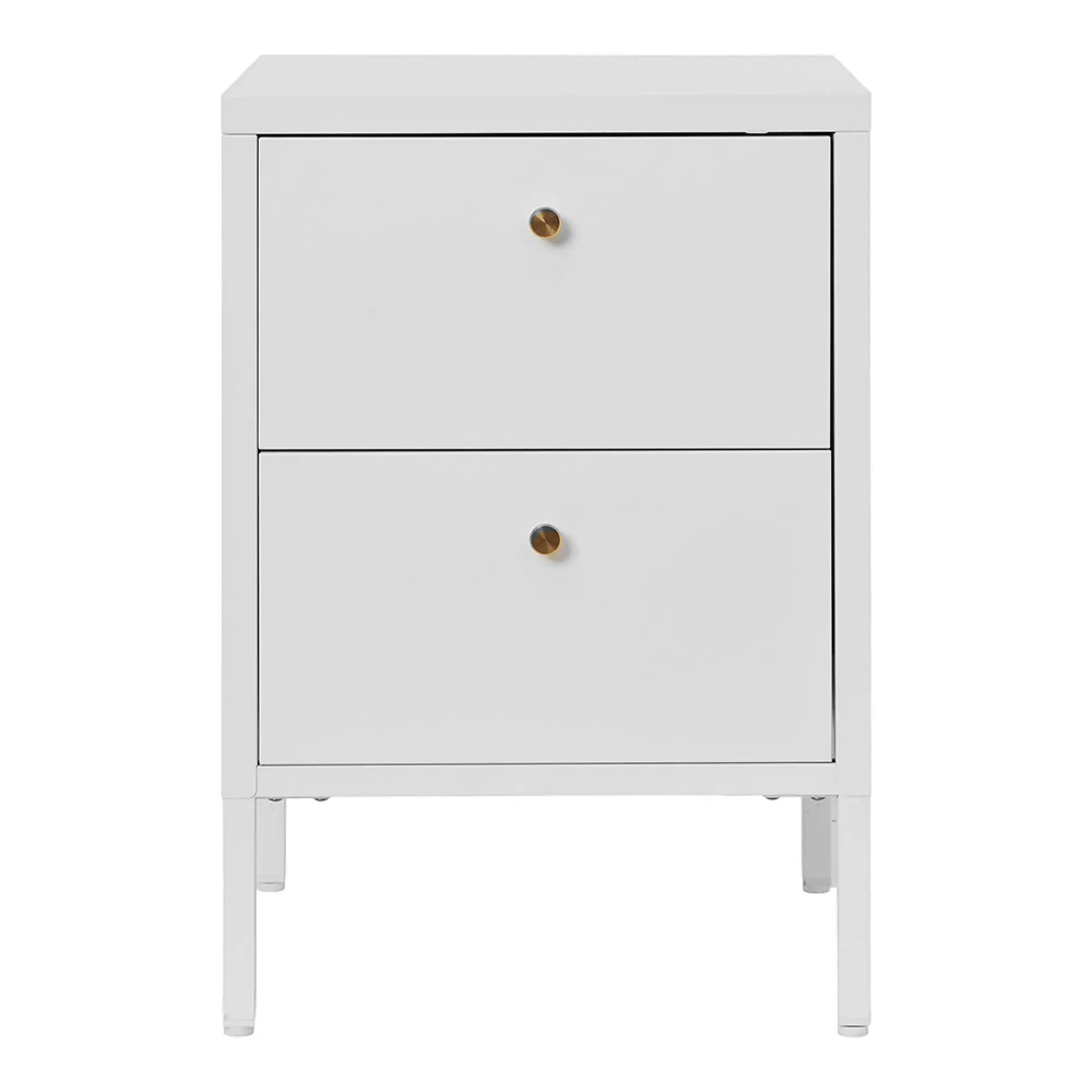 Dalby 2 Drawer Bedside Cabinet - White, Metal