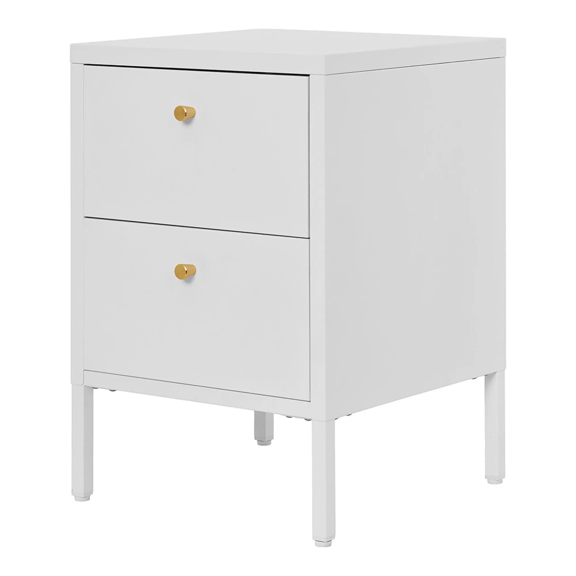 Dalby 2 Drawer Bedside Cabinet - White, Metal