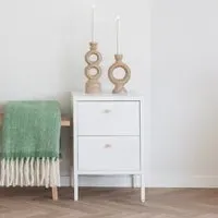 Dalby 2 Drawer Bedside Cabinet - White, Metal