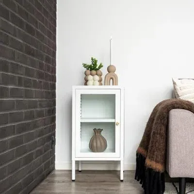 Dalby Narrow Cabinet - White, Metal