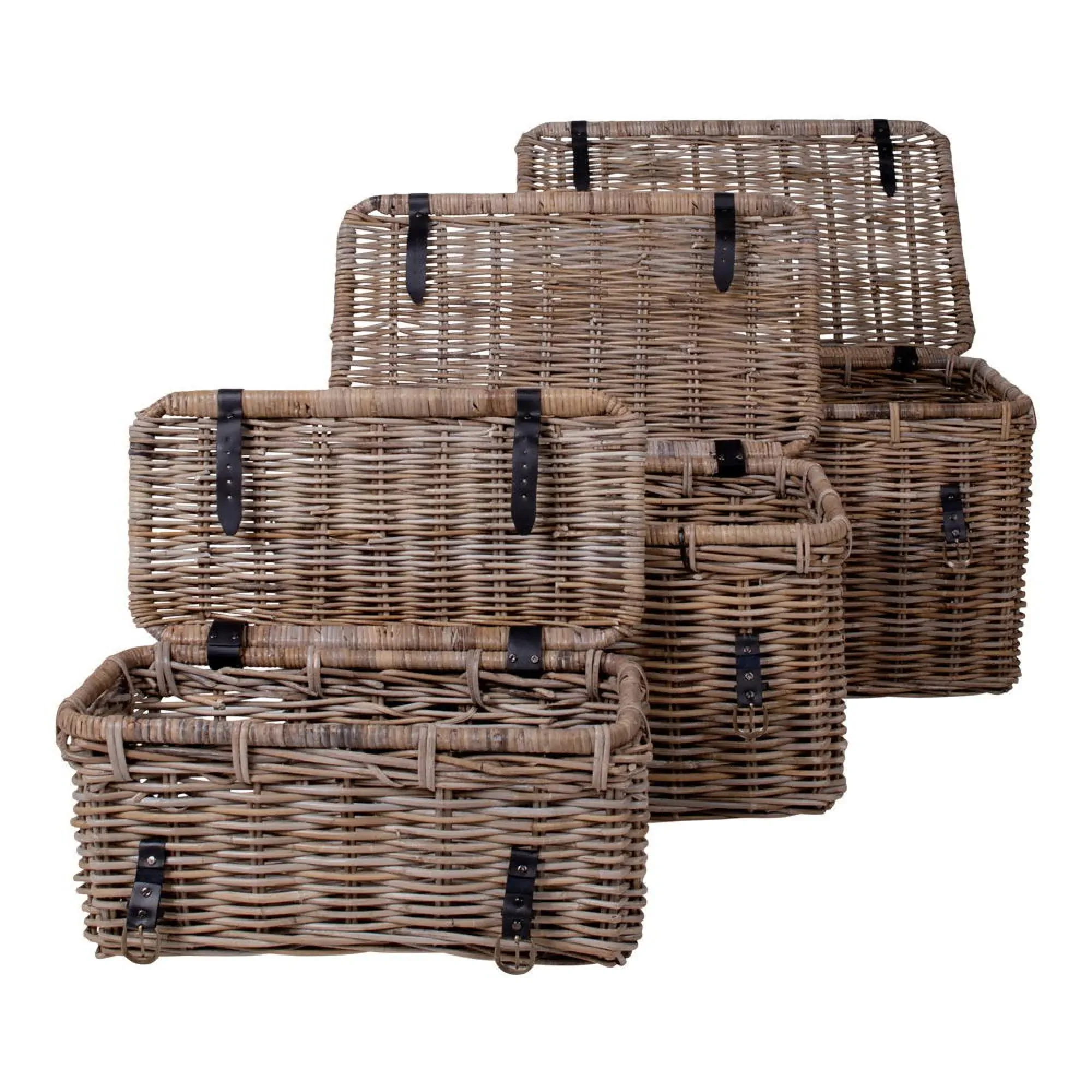 Depok Kubu Rattan Storage Trunk Set of 3 - Grey