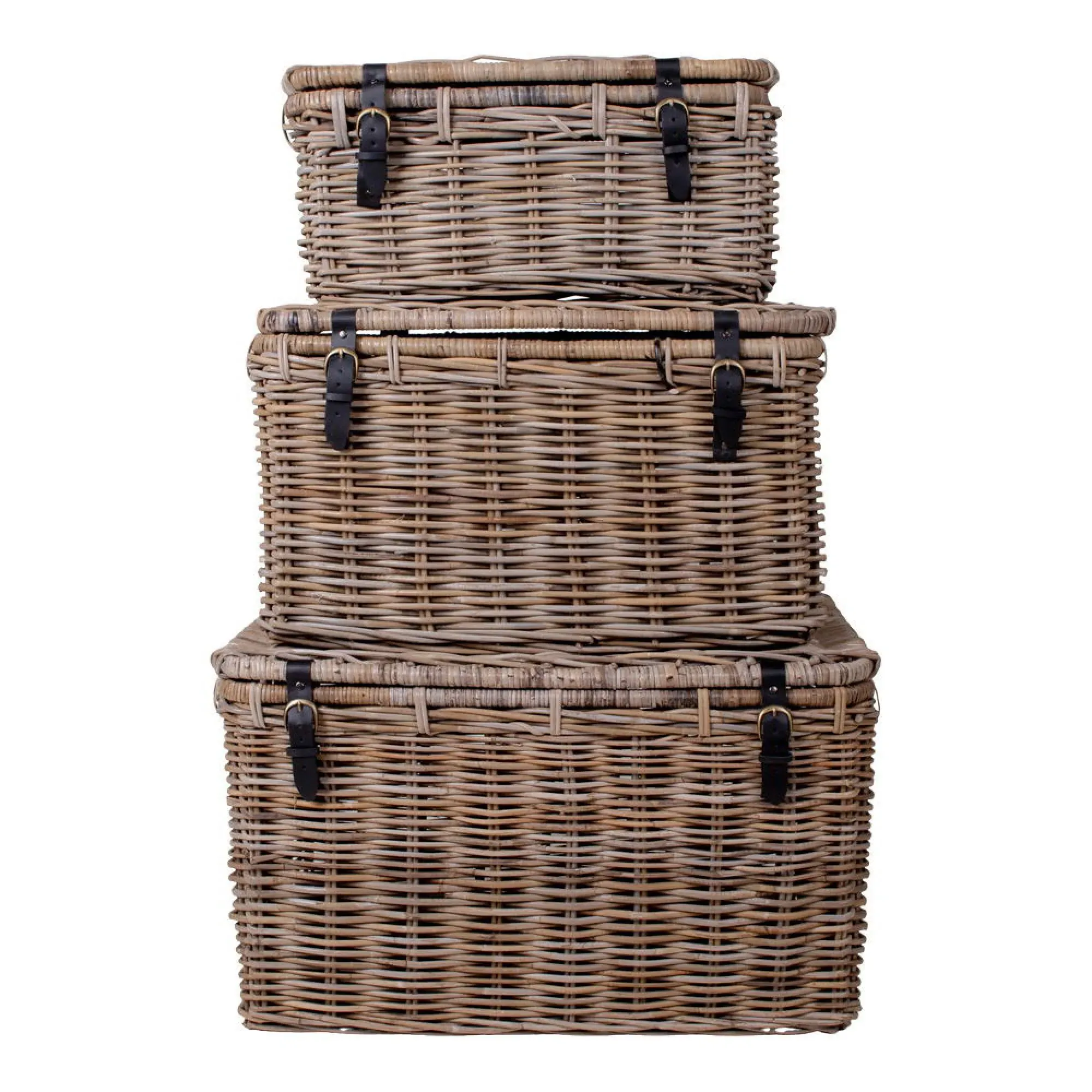 Depok Kubu Rattan Storage Trunk Set of 3 - Grey