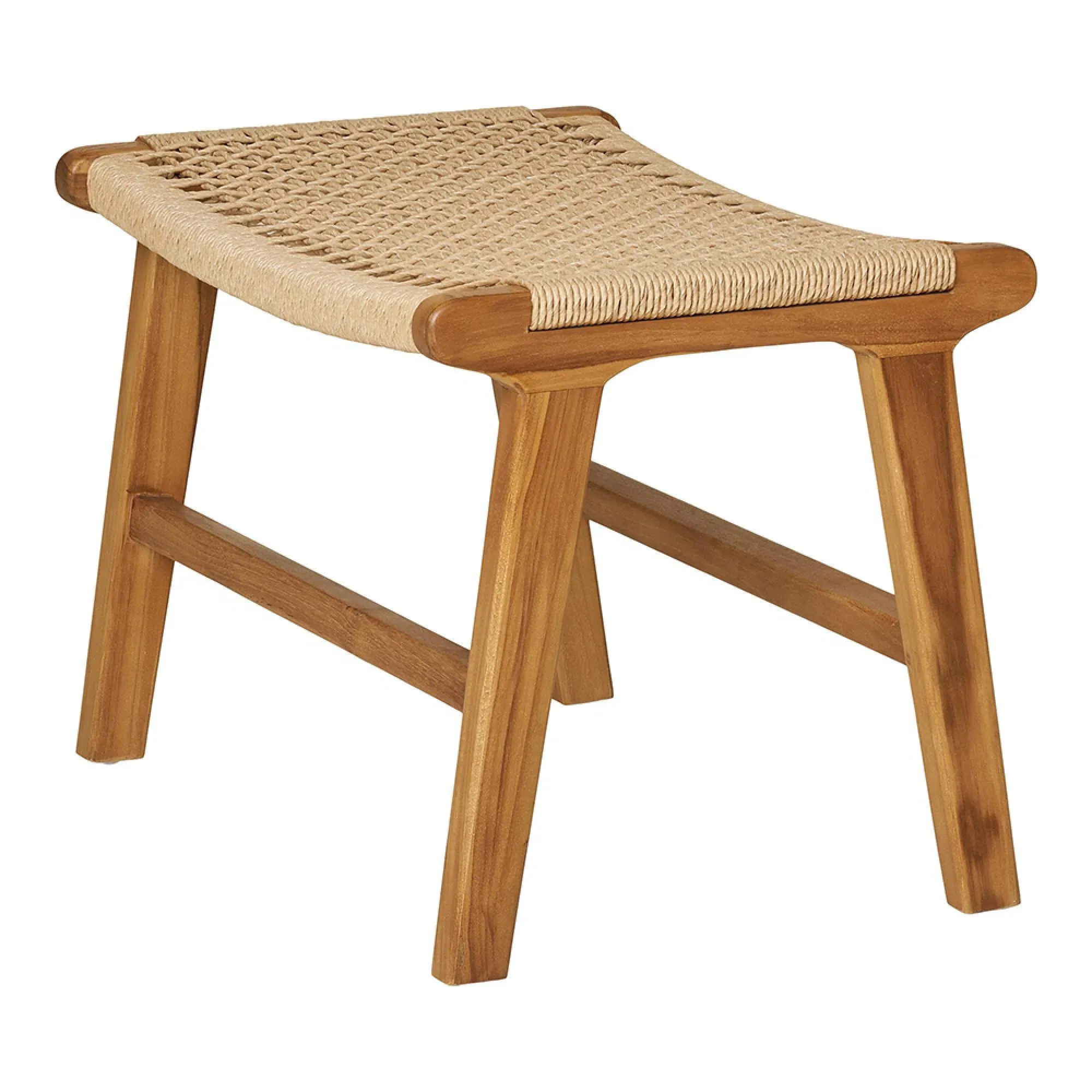 Derby Footstool - Natural, Teak Wood