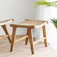 Derby Footstool - Natural, Teak Wood