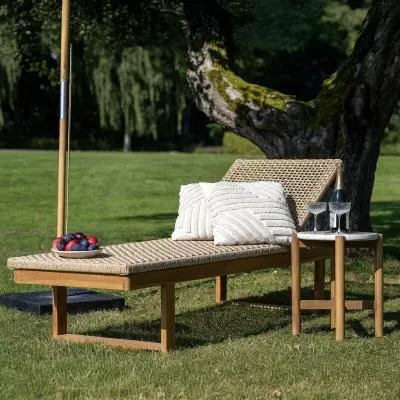 Derby Garden Sun Lounger - Natural, Teak Wood image