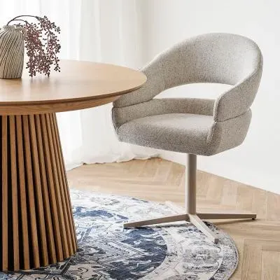 Dover Curved Swivel Dining Chair - Beige