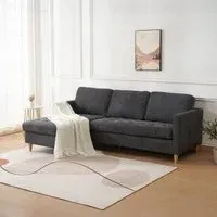 Firenze L-Shaped Sofa - Dark Grey, Fabric