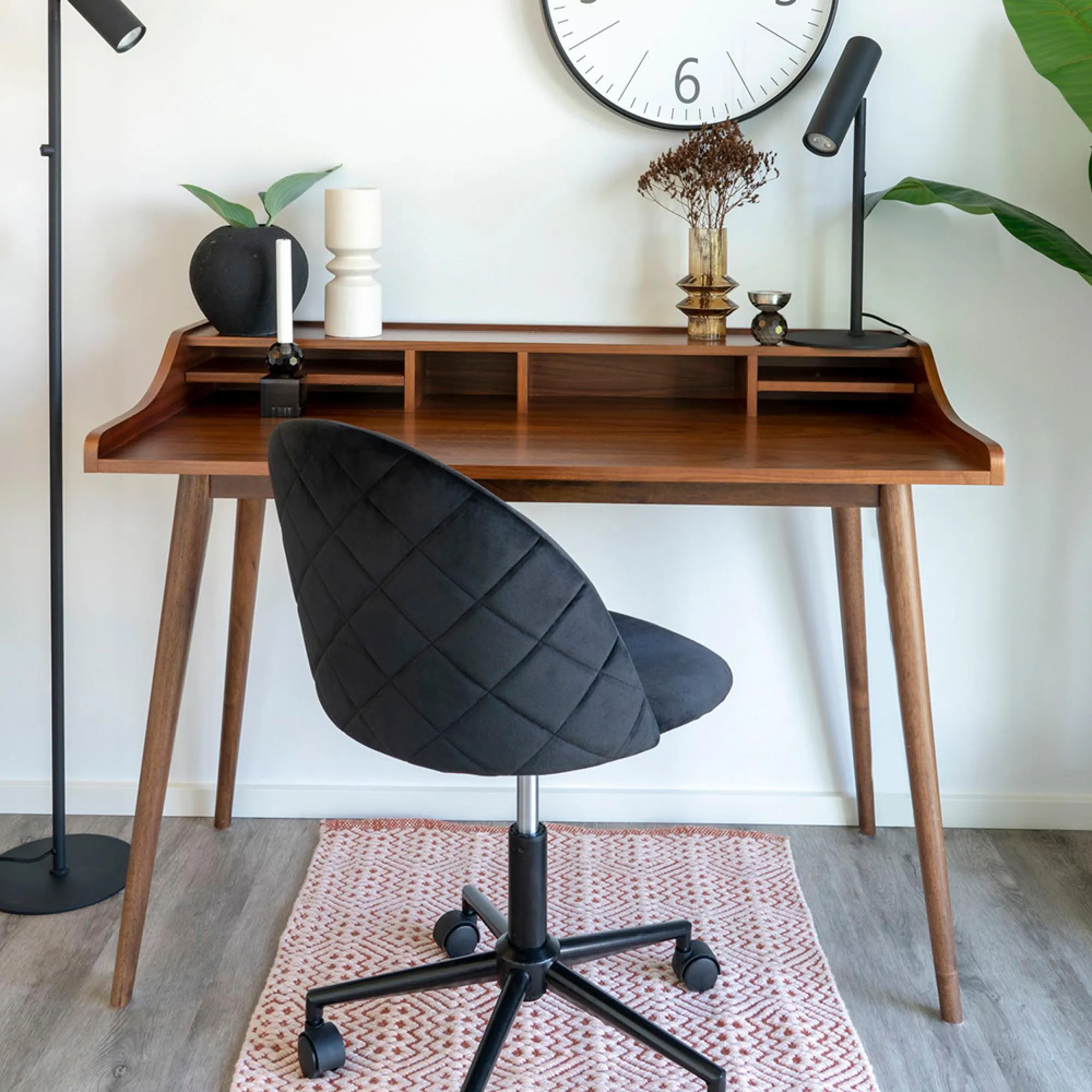 Geneve Swivel Office Chair - Black, Velvet