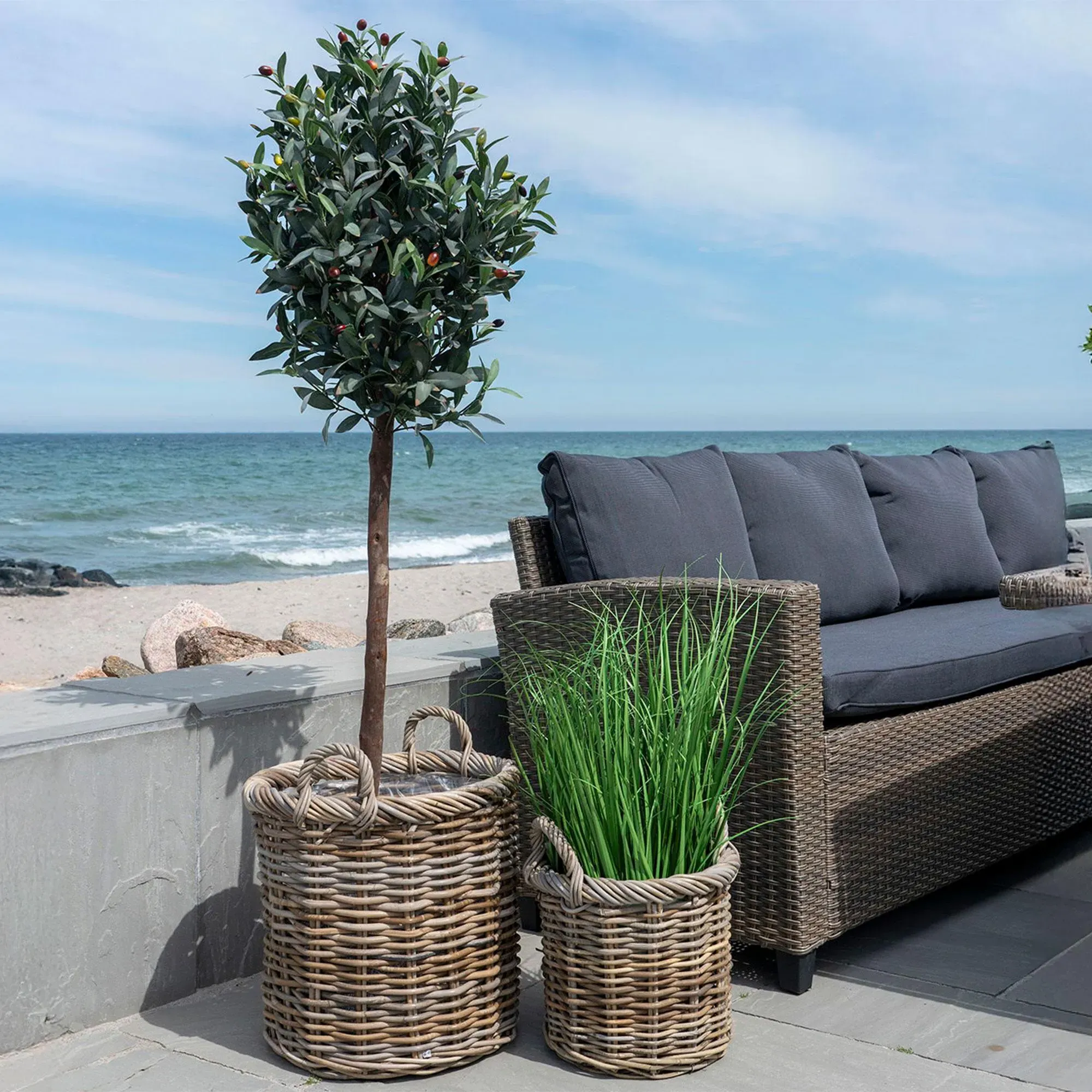 Gili Kubu Basket Set of 2 - Natural, Rattan